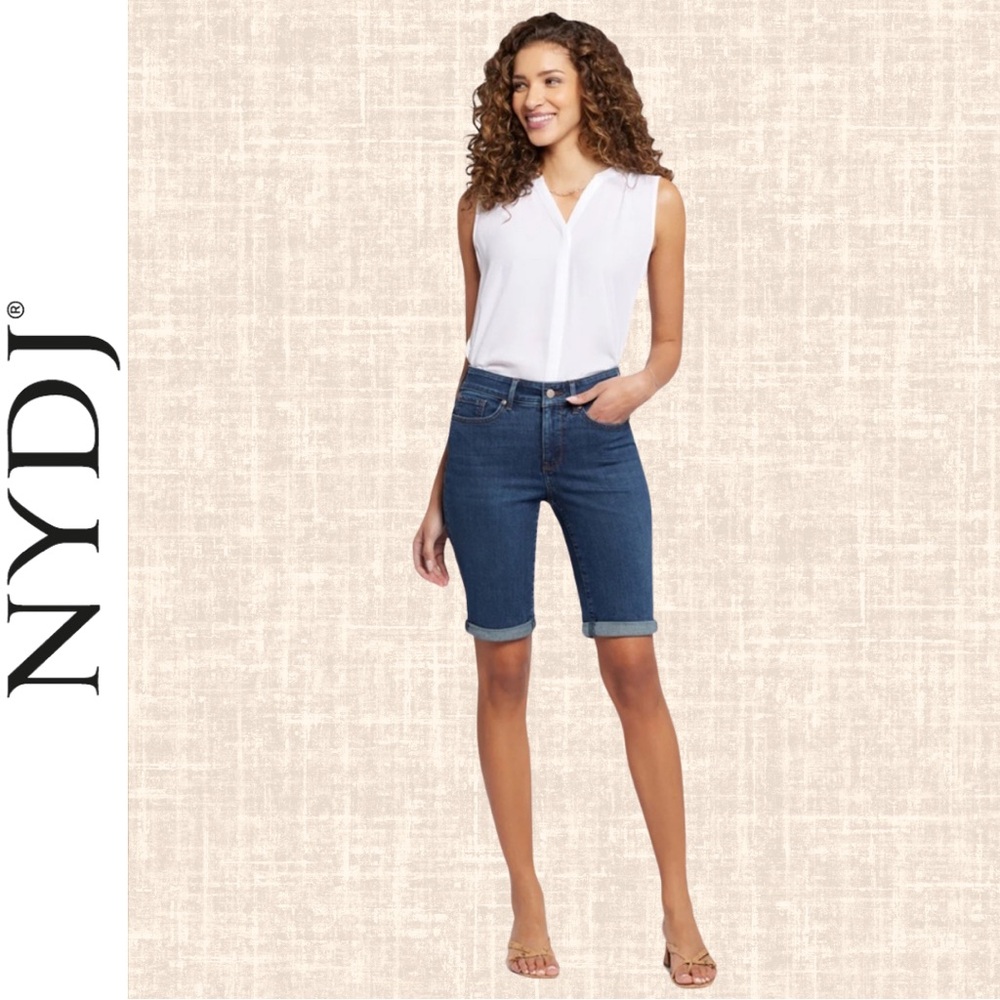 NYDJ Brielle 11" Denim Rolled Cuff Gold Coast Bermuda Short / Women's 8 Petite